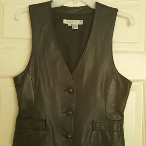 Perry Ellis Black Leather Vest